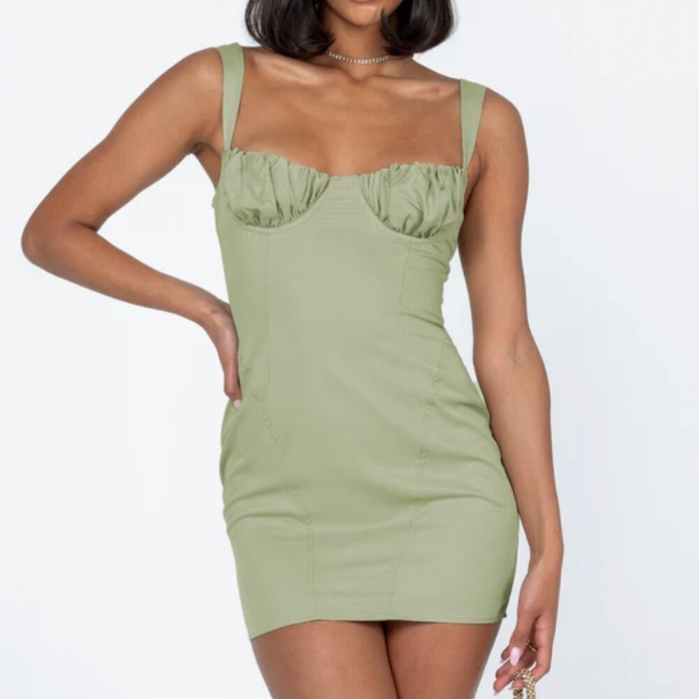 Princess Polly Sage Green mini dress 2